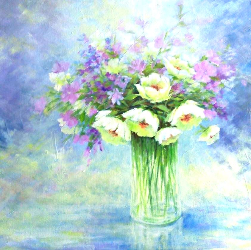 Květy léta, olej na plátně, 50x50